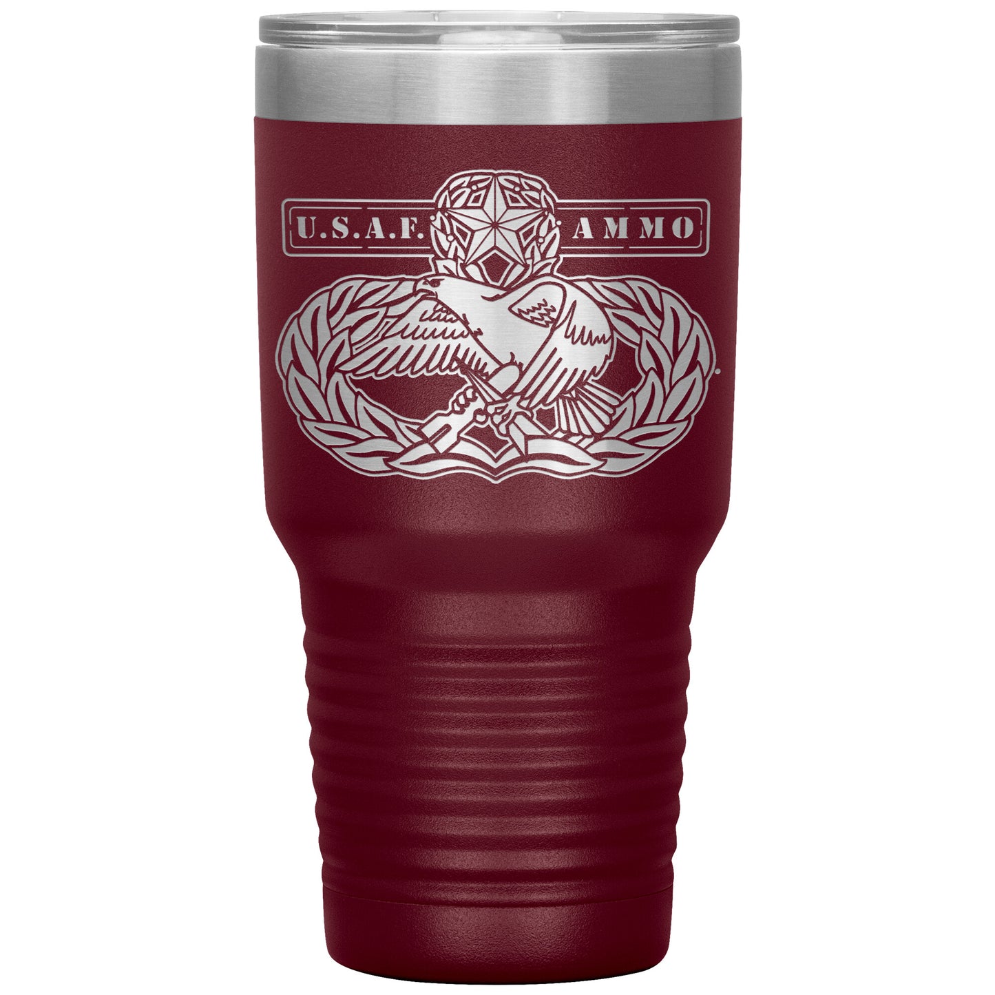 USAF AMMO Old Original Occupational Maintenance Badge With Words On Both Sides 30oz Tumbler