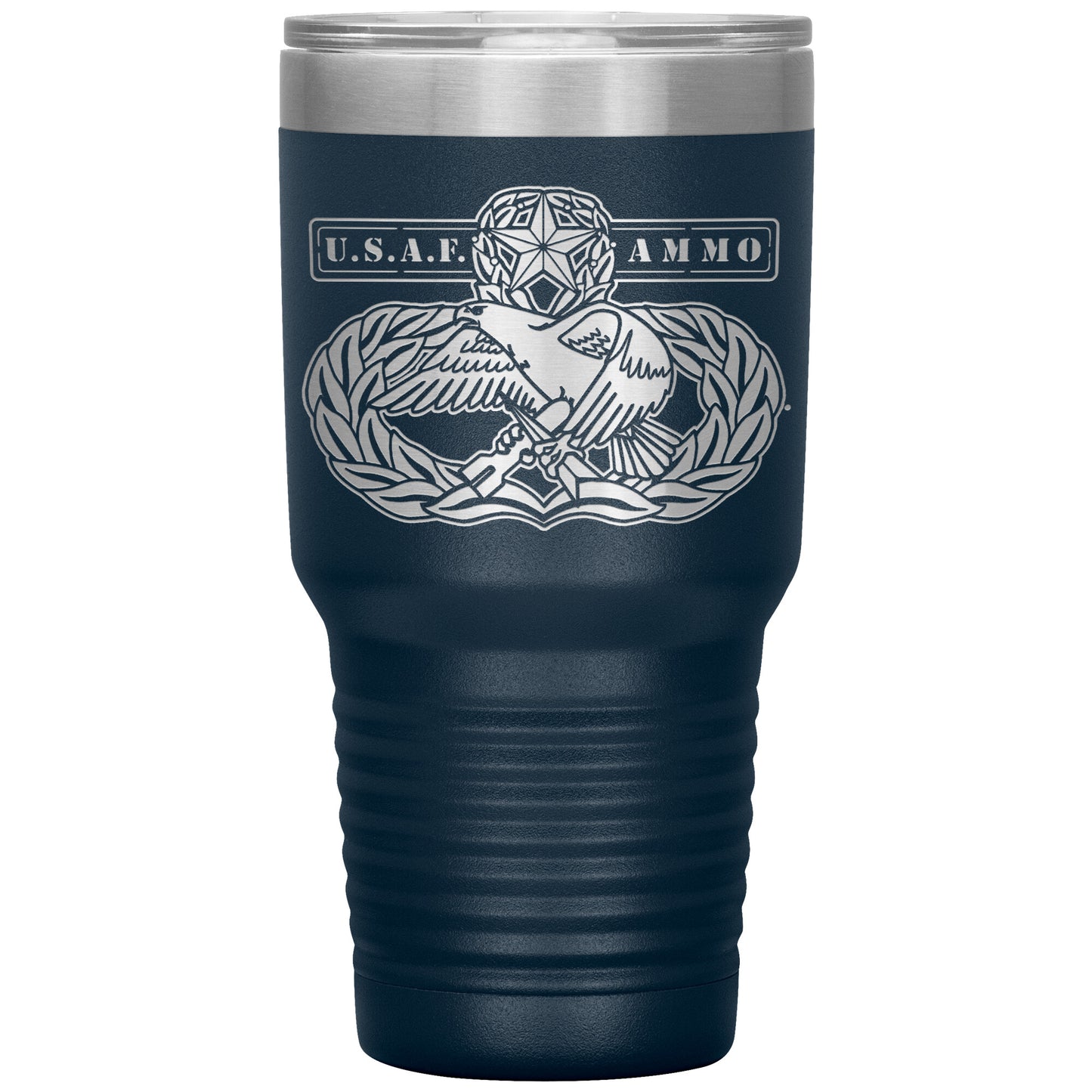 USAF AMMO Old Original Occupational Maintenance Badge With Words On Both Sides 30oz Tumbler