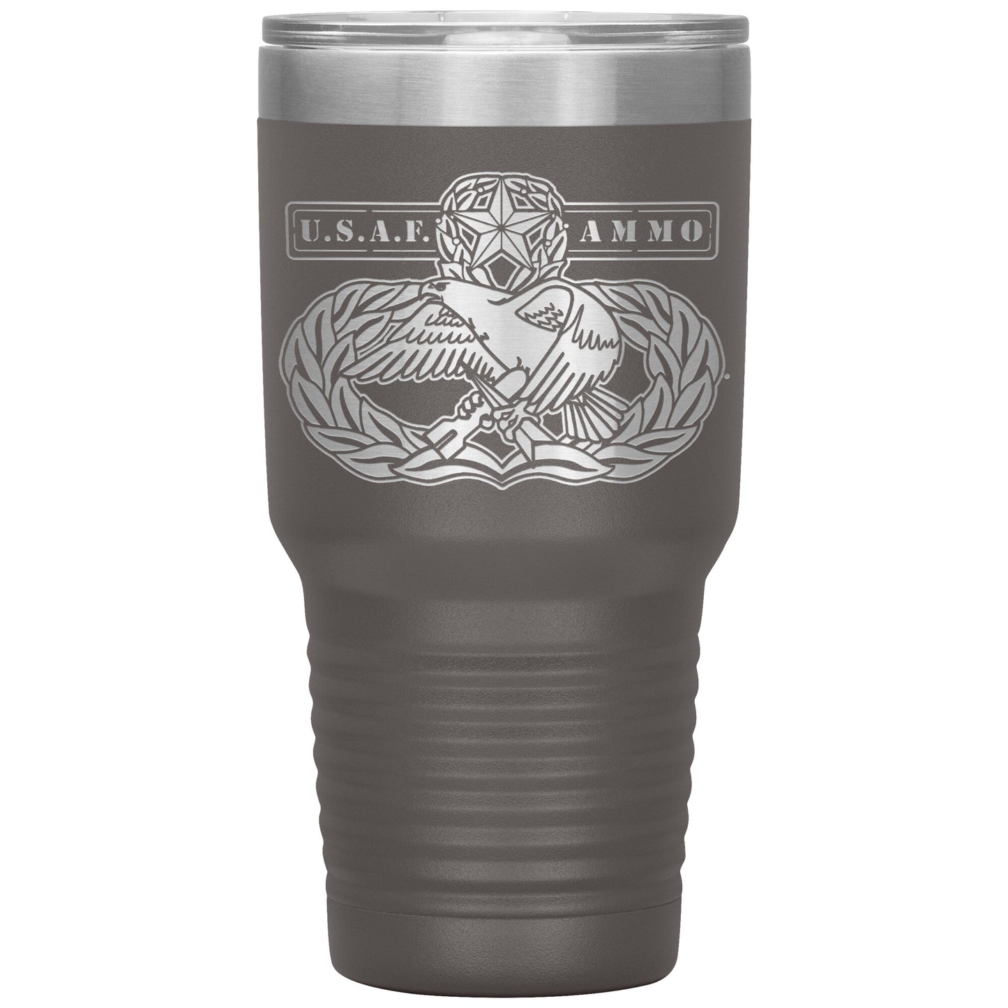 USAF AMMO Old Original Occupational Maintenance Badge With Words On Both Sides 30oz Tumbler