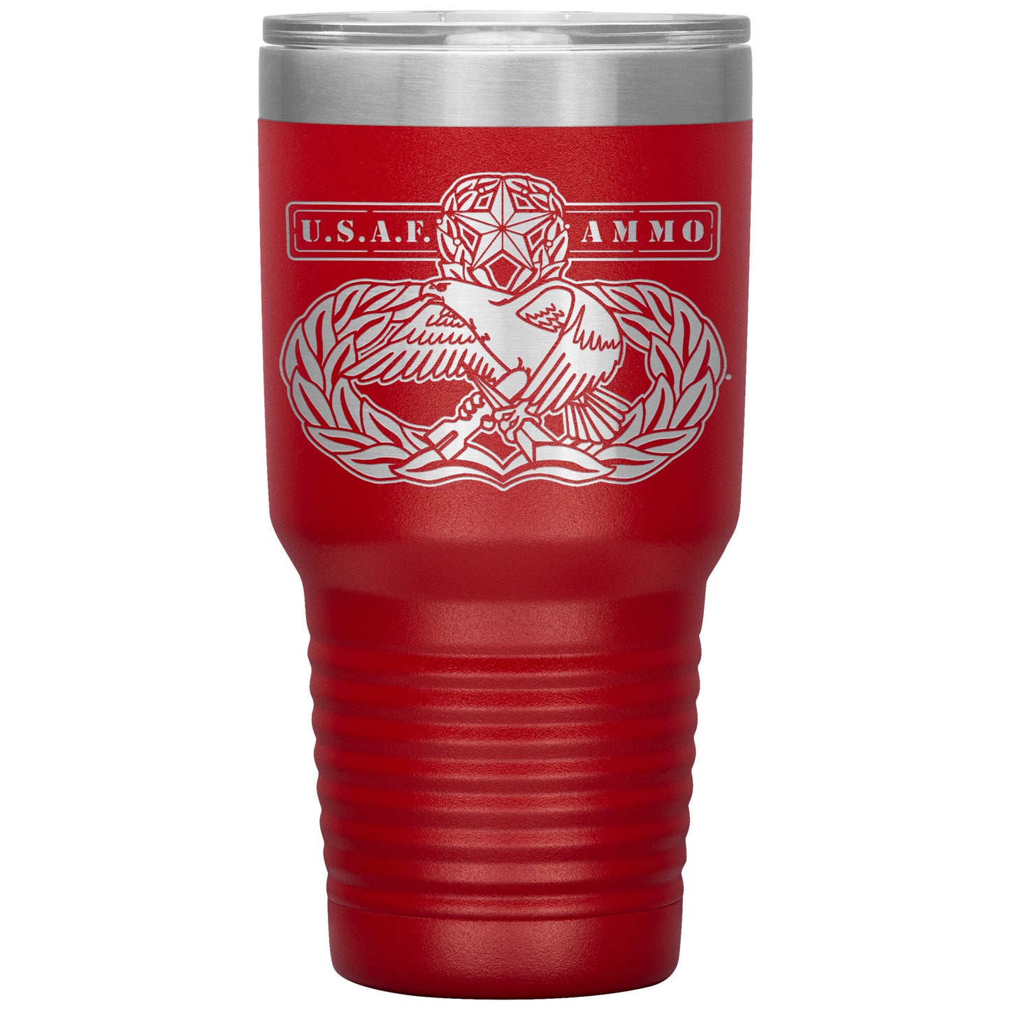 USAF AMMO Old Original Occupational Maintenance Badge With Words On Both Sides 30oz Tumbler