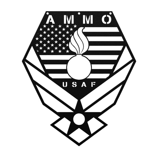 USAF AMMO Pisspot Stars Stripes AF Vector With Pentagon Shape Die Cut Hanging Metal Wall Sign