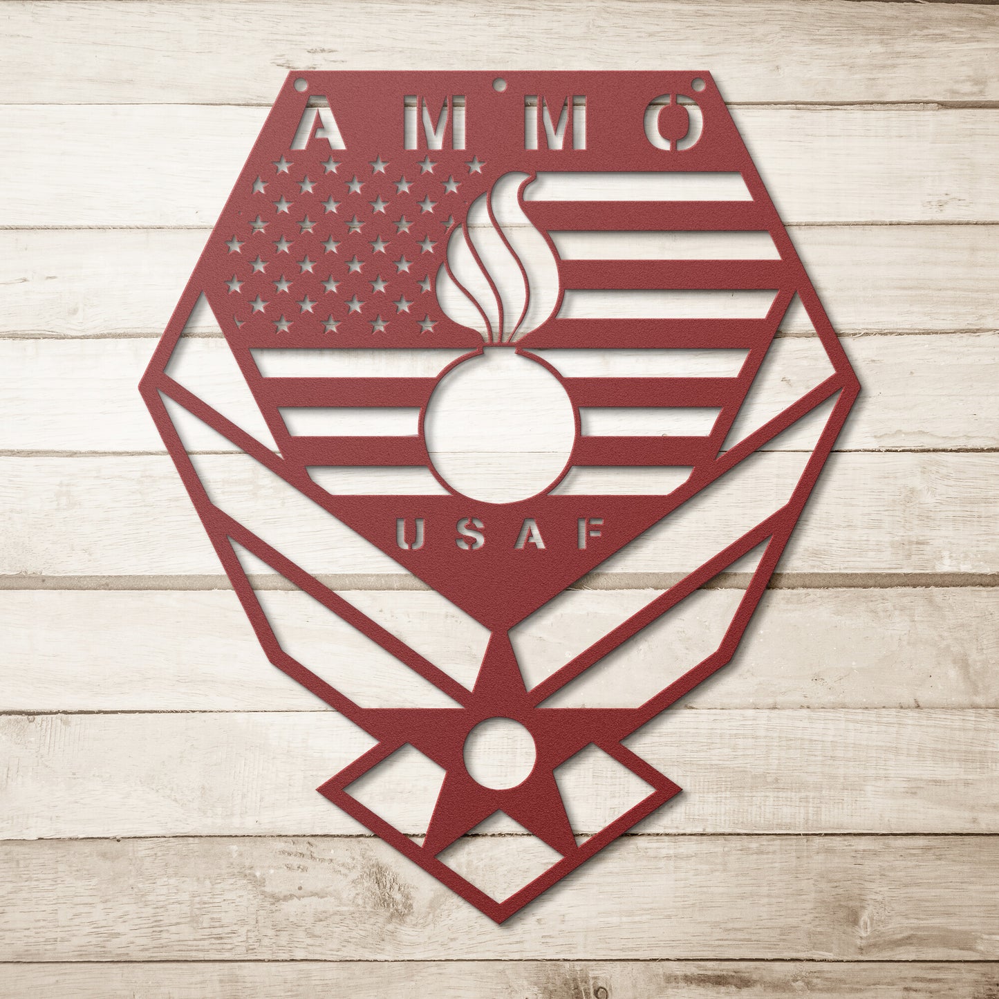 USAF AMMO Pisspot Stars Stripes AF Vector With Pentagon Shape Die Cut Hanging Metal Wall Sign