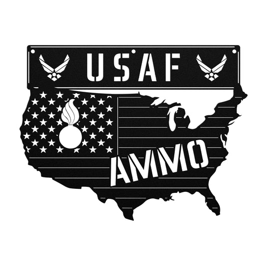 USAF AMMO USA Silhouette Pisspot Die Cut Hanging Metal Wall Sign