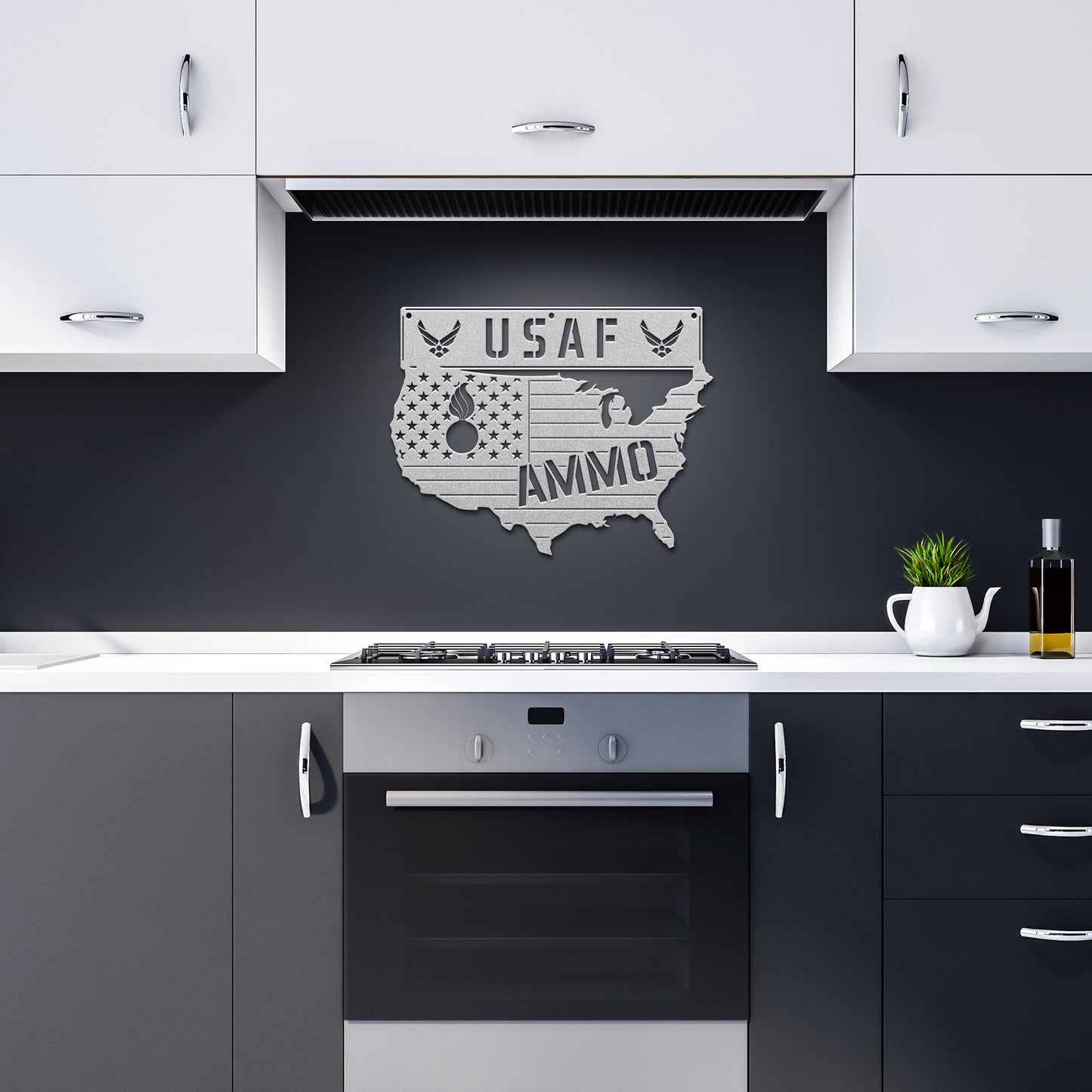 USAF AMMO USA Silhouette Pisspot Die Cut Hanging Metal Wall Sign