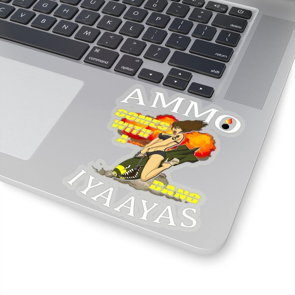 AMMO Comes With A Bang Girl Riding A Bomb Pisspot IYAAYAS Kiss-Cut Stickers - AMMO Pisspot IYAAYAS Gear