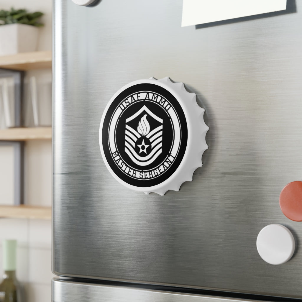 USAF AMMO Master Sergeant E-7 Rank Stripe With Pisspot Logo Magnetic Bottle Cap Opener