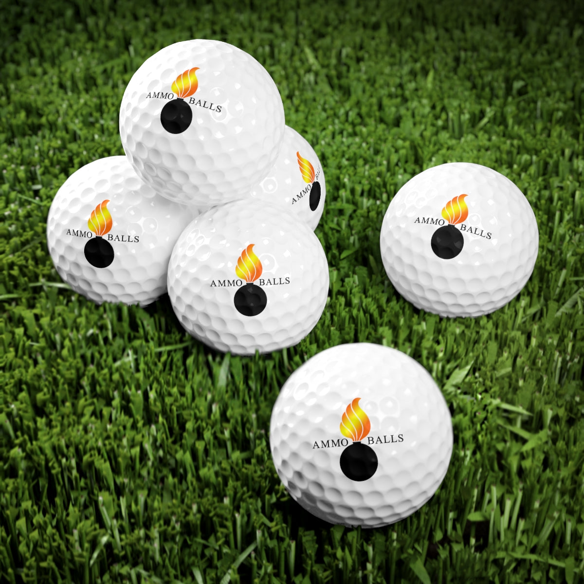 Basic USAF AMMO Yellow and Orange Flame Pisspot AMMO BALLS Logo Golf Balls, 6pcs