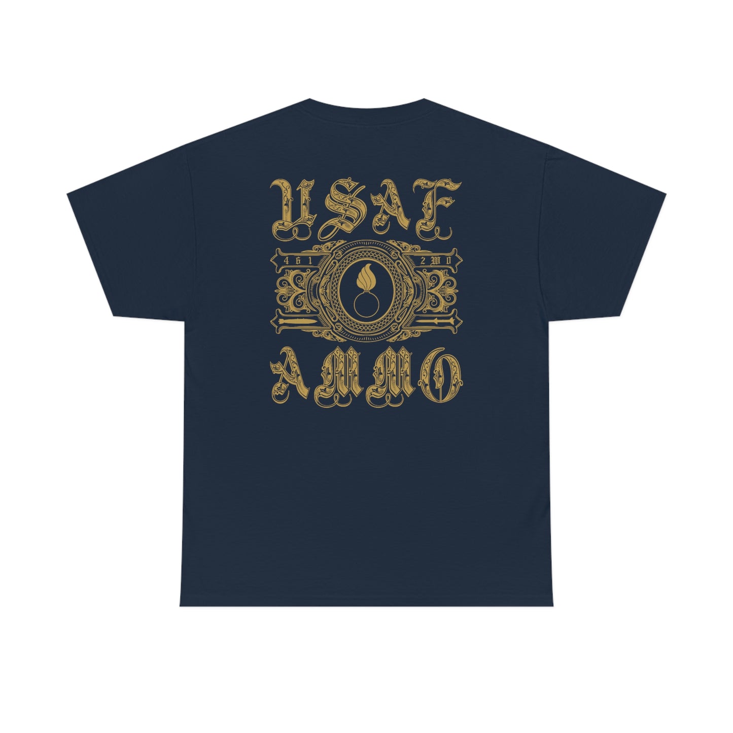 USAF AMMO Old English Gothic Letters Victorian Pisspot Frame Unisex Heavy Cotton Tee