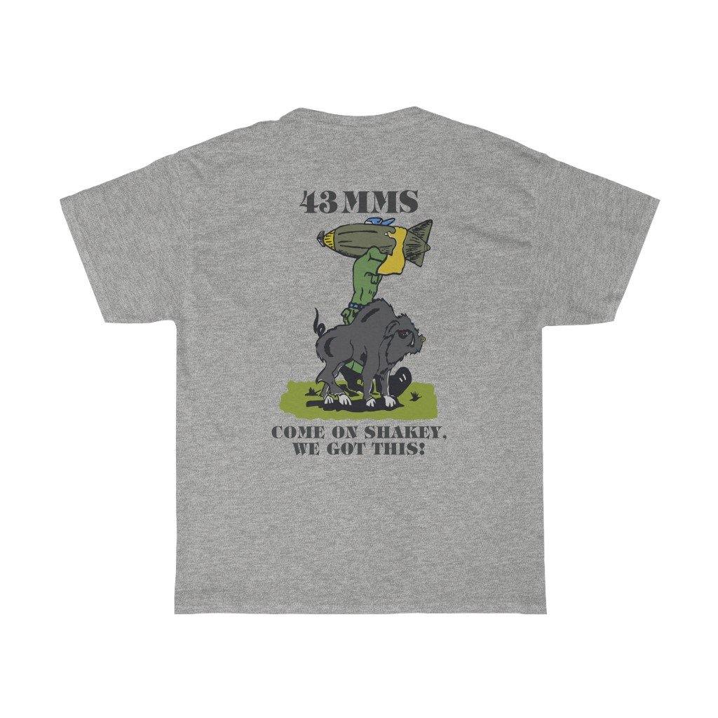 43 MMS AMMO Bomb Builder Carrying Bomb Walking With Shakey Wild Boar SAC Command Patch Front Black Logo Unisex Heavy Cotton T-Shirt - AMMO Pisspot IYAAYAS Gear
