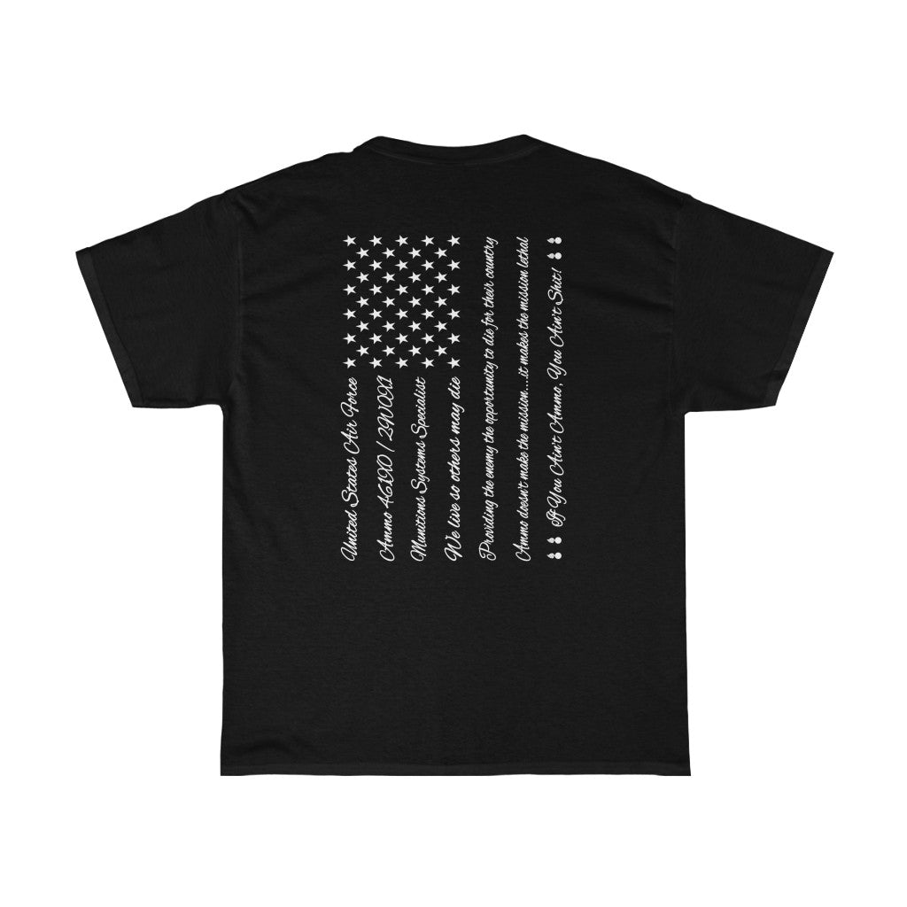 USAF AMMO Vertical American Flag Made From AMMO Words and Mottos Mens Gift T-Shirt