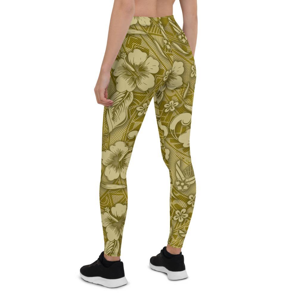 USAF AMMO Gold Flowers Leaves AF Vector Pisspot Logos Tribal Background Leggings - AMMO Pisspot IYAAYAS Gear