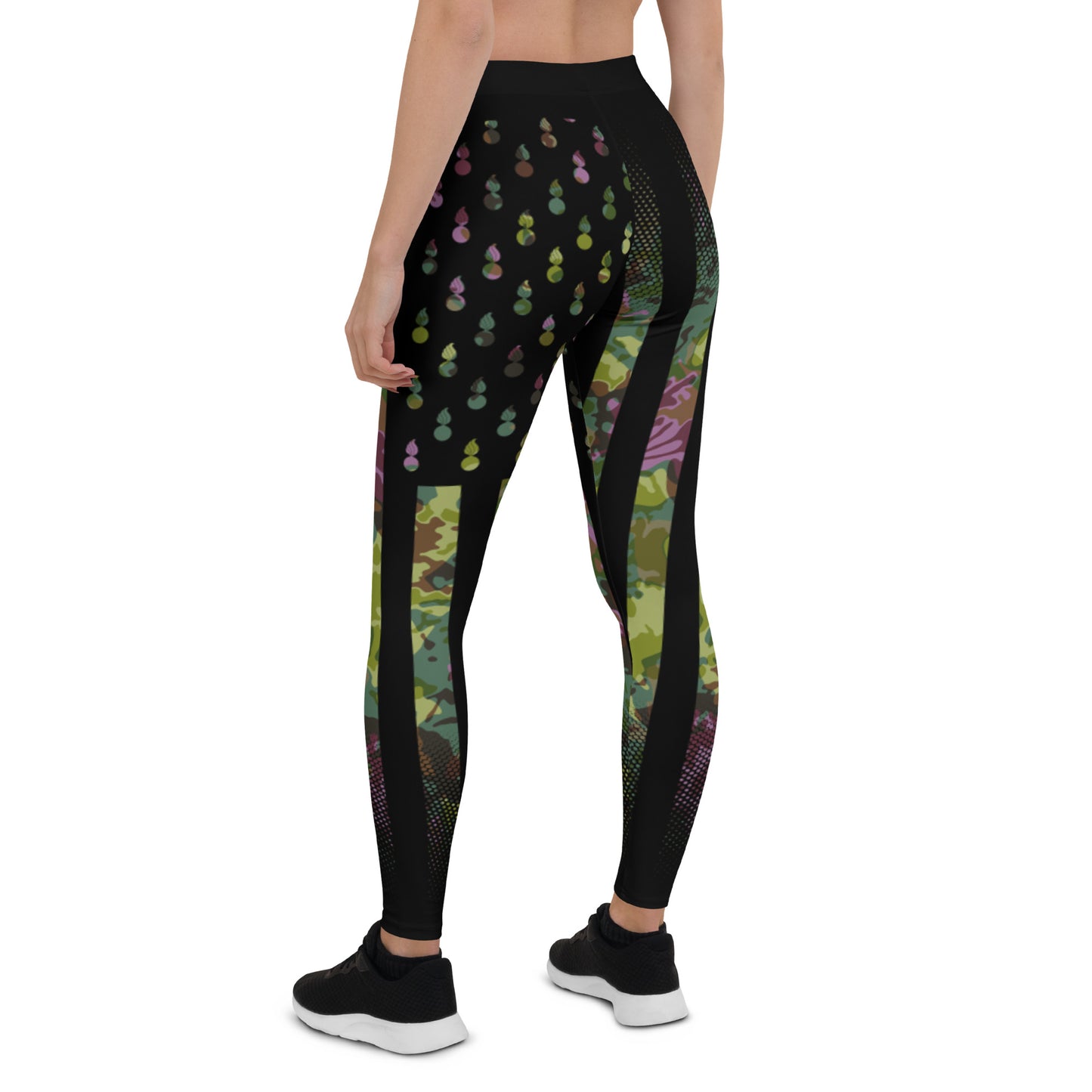 AMMO Black American Flag With Pisspots For Stars Camouflage Pattern With Purple Color Leggings