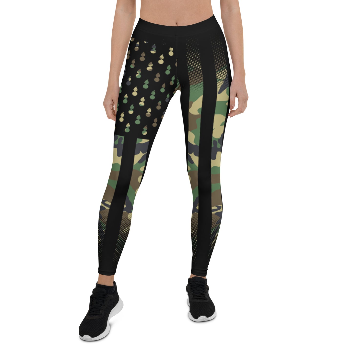 AMMO Black American Flag With Pisspots For Stars BDU Camouflage Pattern Leggings