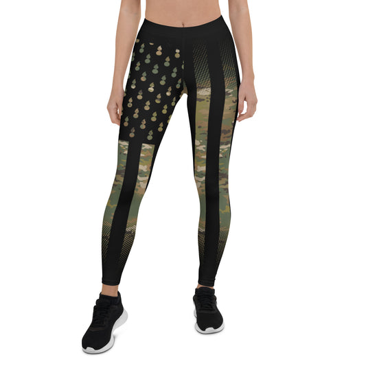 AMMO Black American Flag With Pisspots For Stars OCP Camouflage Pattern Leggings