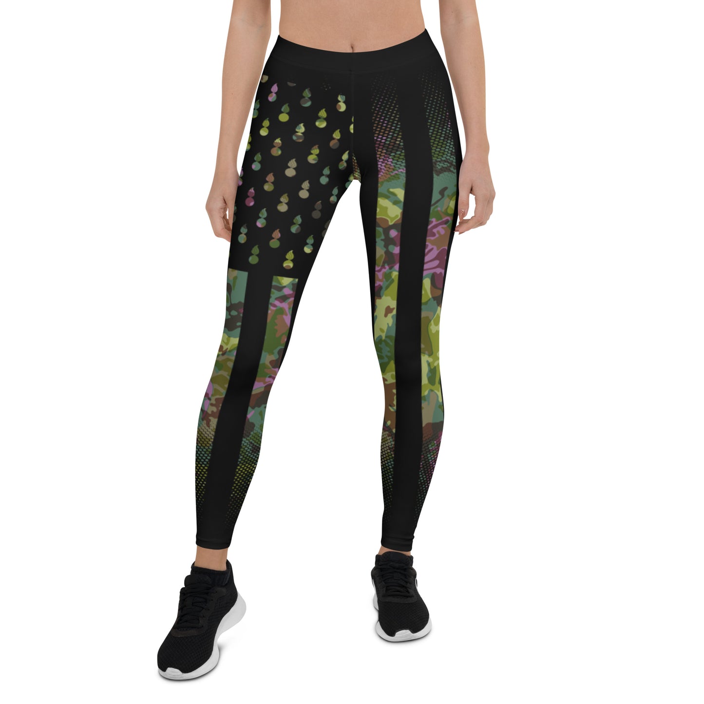 AMMO Black American Flag With Pisspots For Stars Camouflage Pattern With Purple Color Leggings