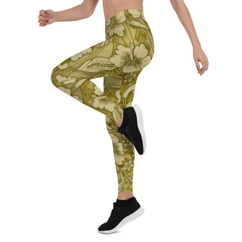 USAF AMMO Gold Flowers Leaves AF Vector Pisspot Logos Tribal Background Leggings - AMMO Pisspot IYAAYAS Gear