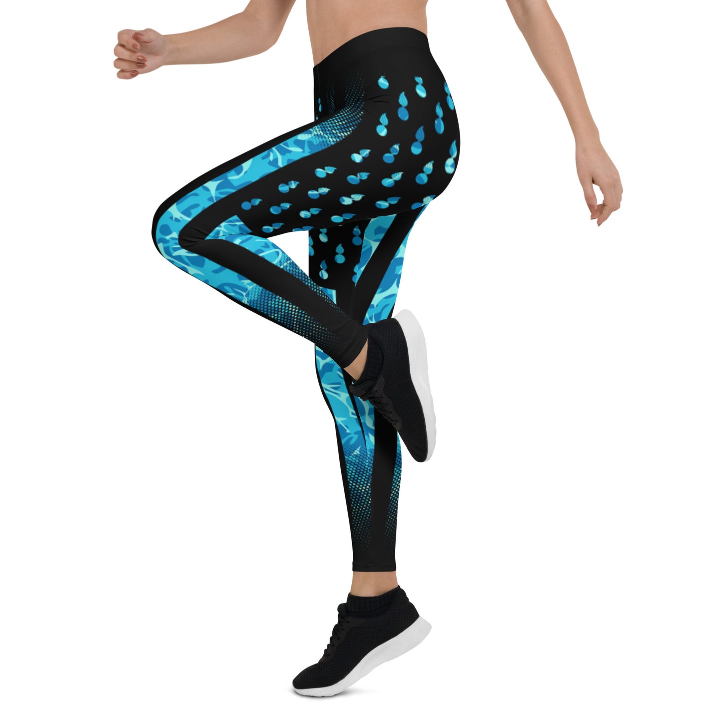 AMMO Black American Flag With Pisspots For Stars Above Under Water Pattern Leggings