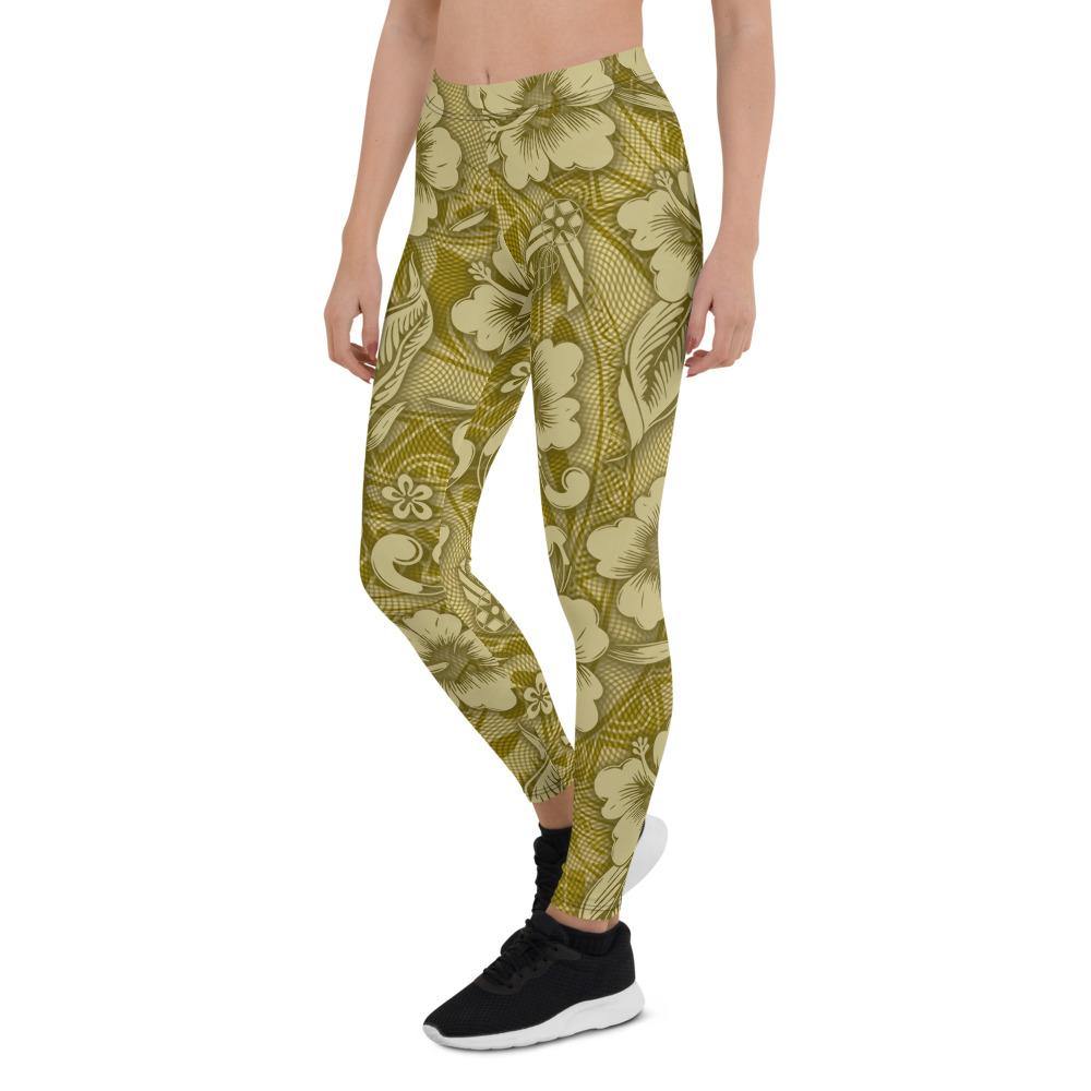 USAF AMMO Gold Flowers Leaves AF Vector Pisspot Logos Tribal Background Leggings - AMMO Pisspot IYAAYAS Gear