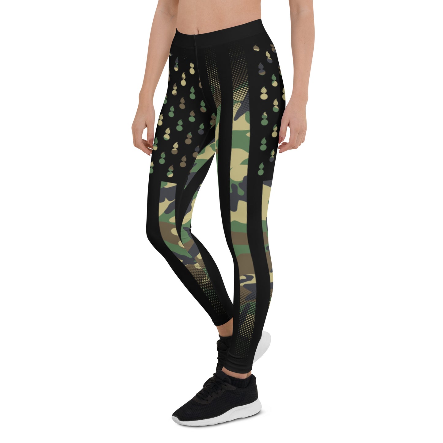 AMMO Black American Flag With Pisspots For Stars BDU Camouflage Pattern Leggings