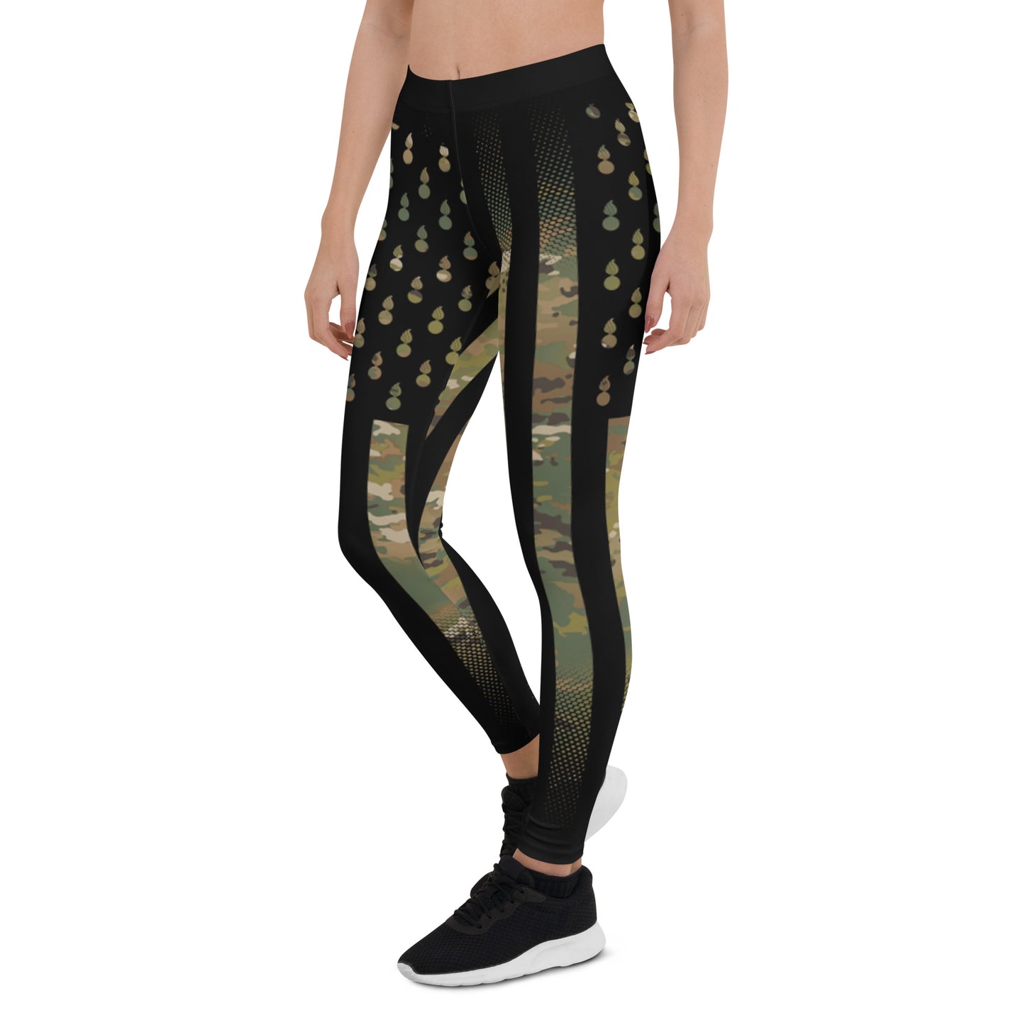 AMMO Black American Flag With Pisspots For Stars OCP Camouflage Pattern Leggings