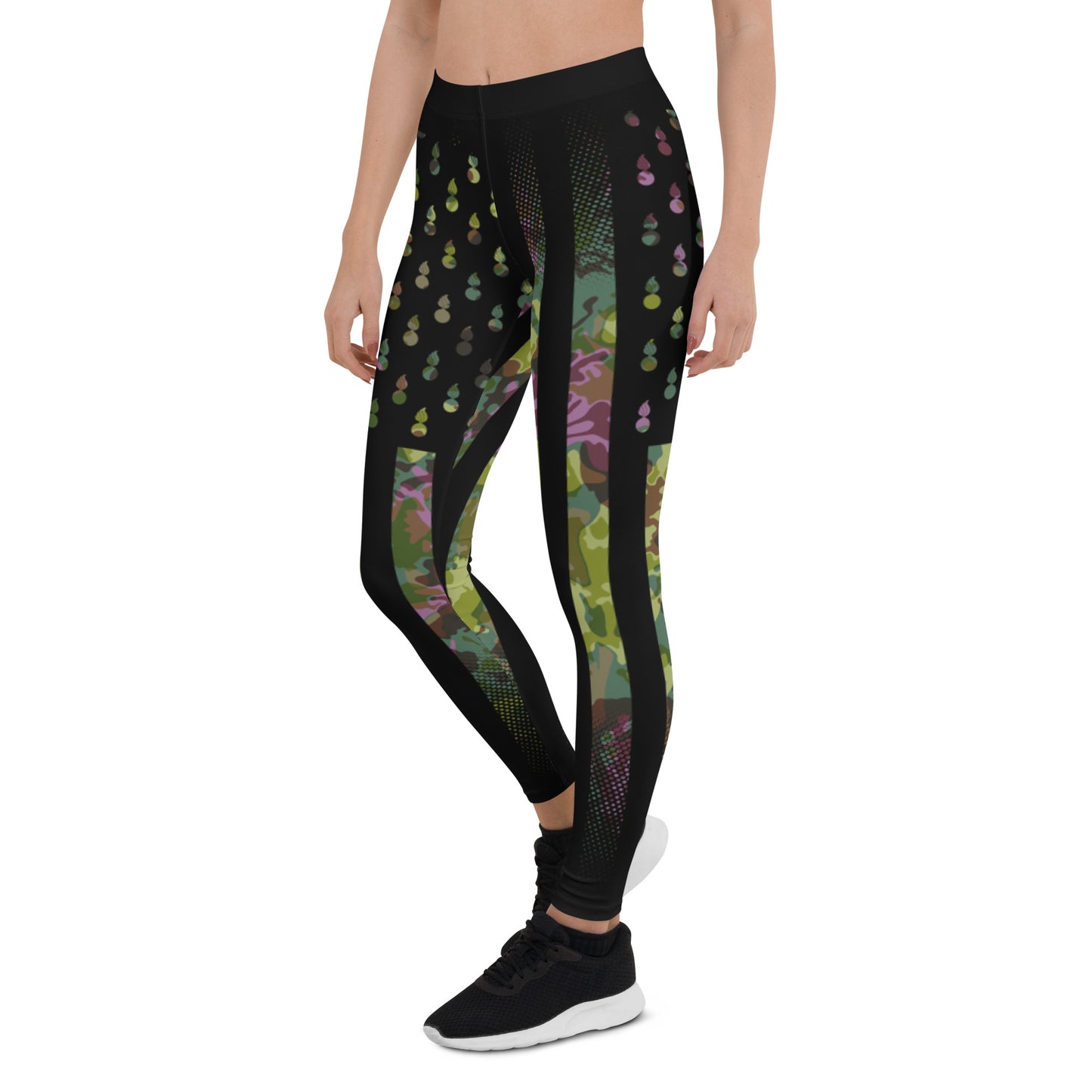 AMMO Black American Flag With Pisspots For Stars Camouflage Pattern With Purple Color Leggings