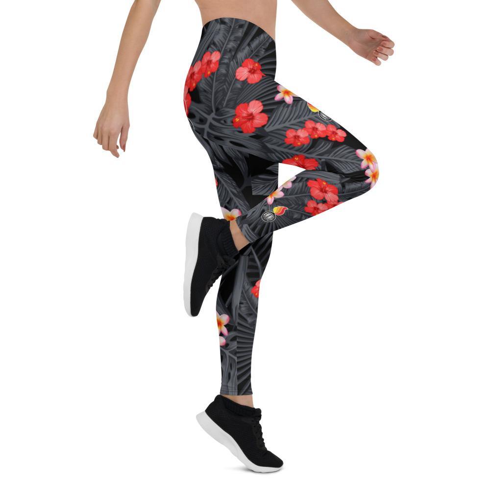 USAF AMMO Black and Grey leaves Hibiscus and Plumeria Flowers and Pisspots Leggings - AMMO Pisspot IYAAYAS Gear
