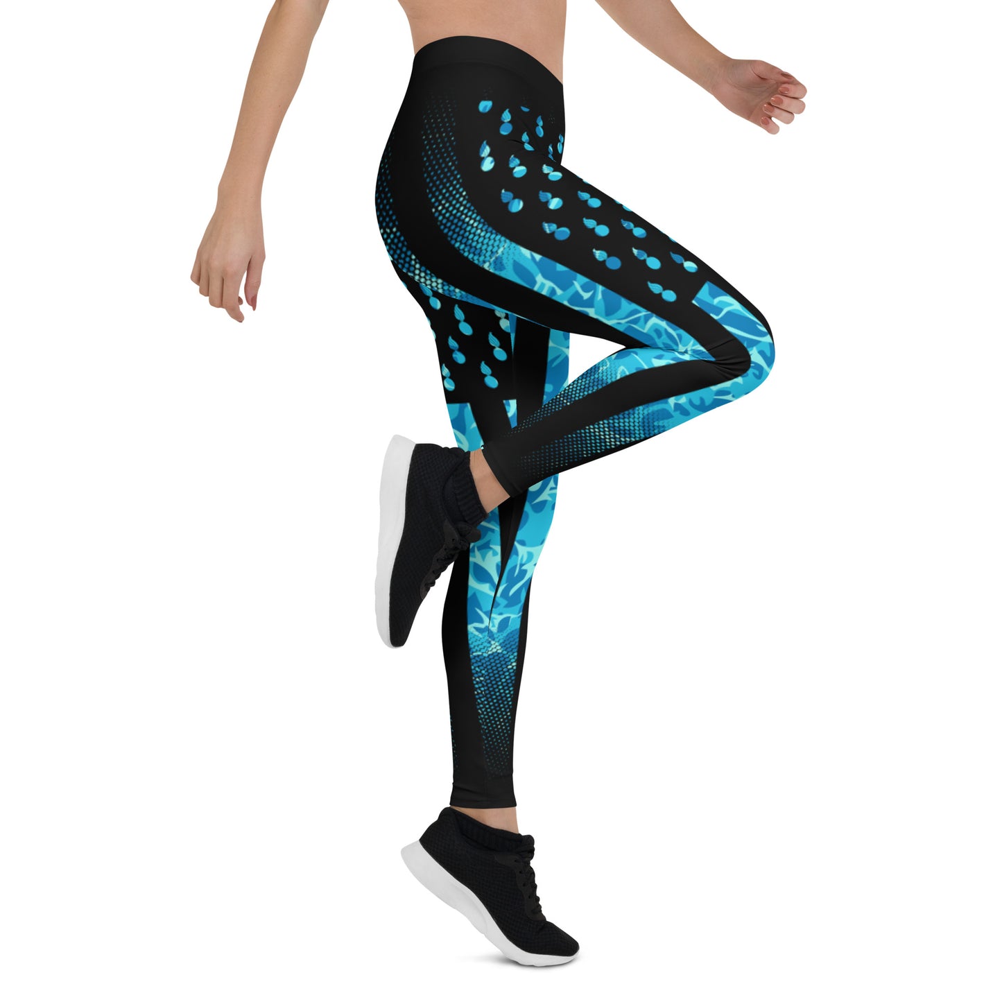AMMO Black American Flag With Pisspots For Stars Above Under Water Pattern Leggings