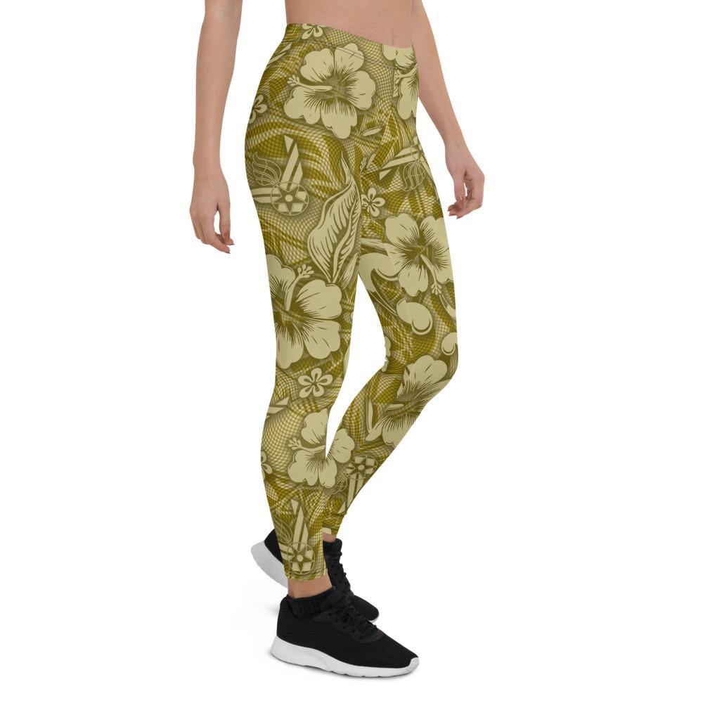 USAF AMMO Gold Flowers Leaves AF Vector Pisspot Logos Tribal Background Leggings - AMMO Pisspot IYAAYAS Gear