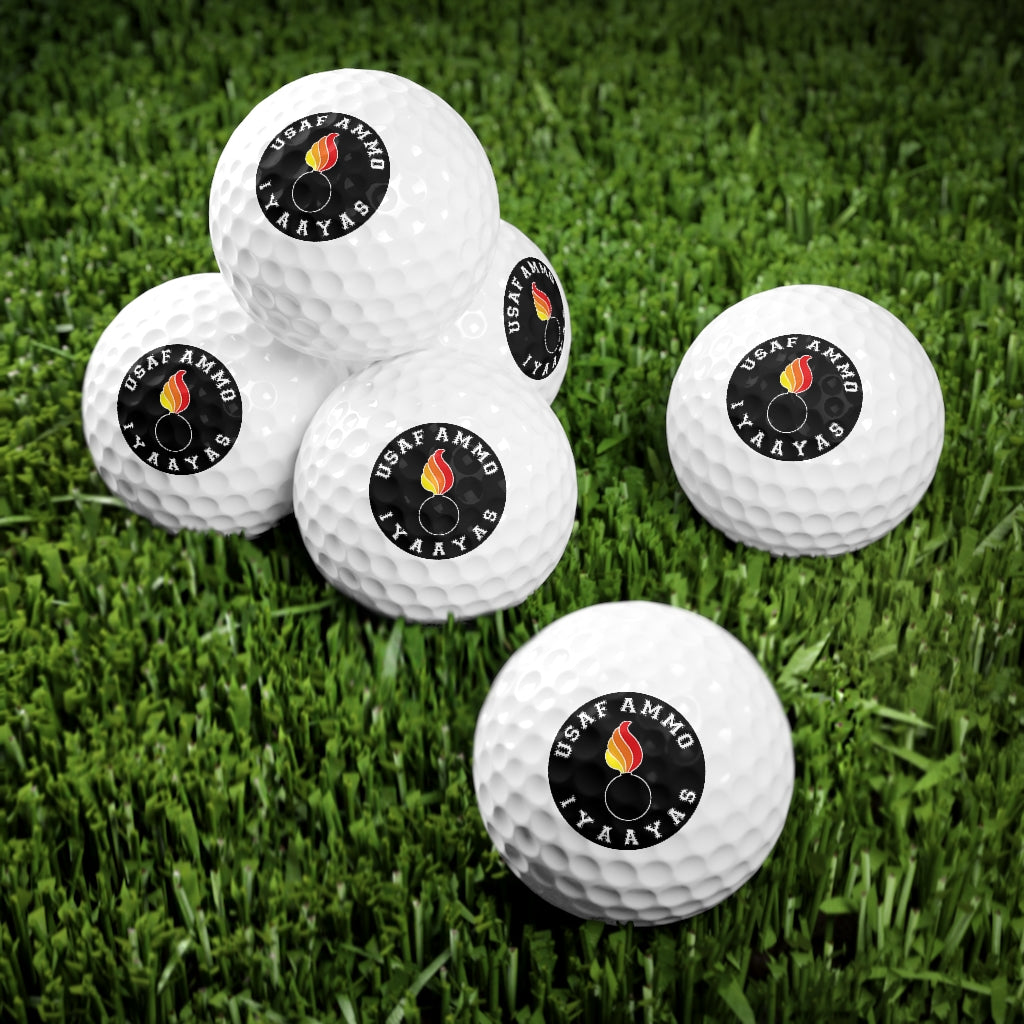 USAF AMMO Circular Pisspot IYAAYAS Logo Golf Balls, 6pcs