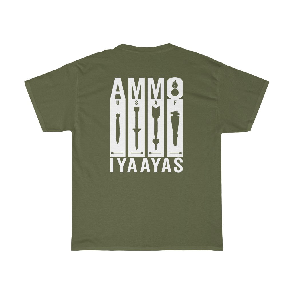 AMMO Word Stretched Down USAF IYAAYAS Bomb Missile and Flechette Silhouette Munitions Heritage Unisex Gift T-Shirt