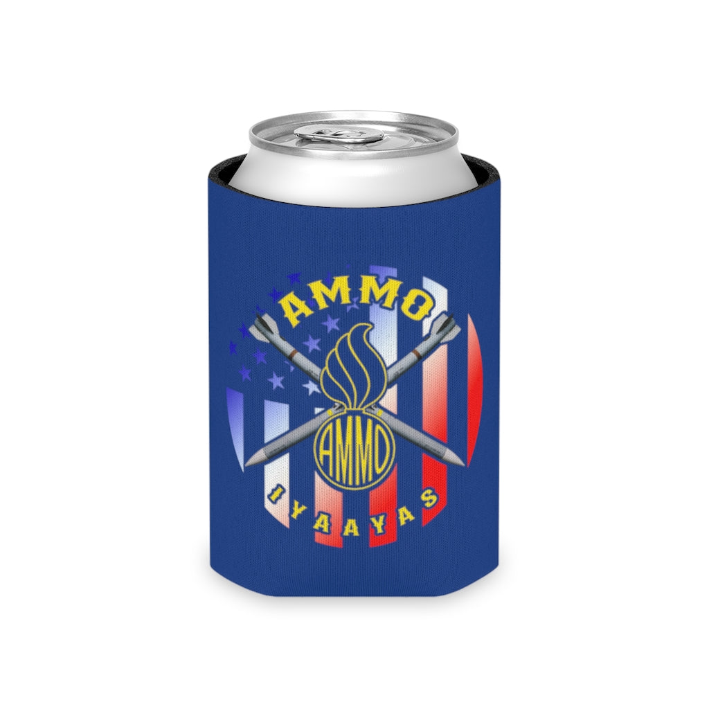 USAF AMMO Circular American Flag Crossed Missiles and Bombs Pisspot IYAAYAS Patriotic Can Cooler