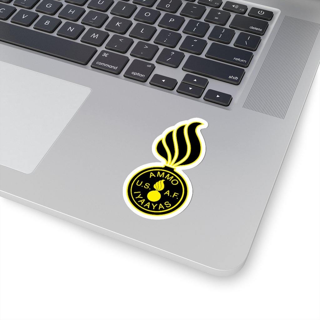 USAF AMMO Pisspot With AMMO Coin Inside Black Yellow Die Cut Sticker - AMMO Pisspot IYAAYAS Gear