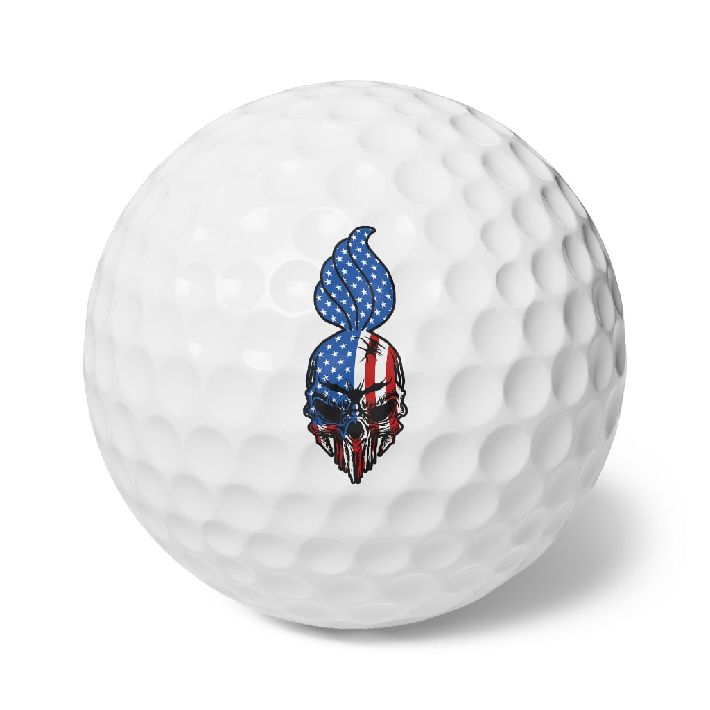 USAF AMMO Skull Stars and Stripes Pisspot Logo Munitions Heritage Golf Balls, 6pcs