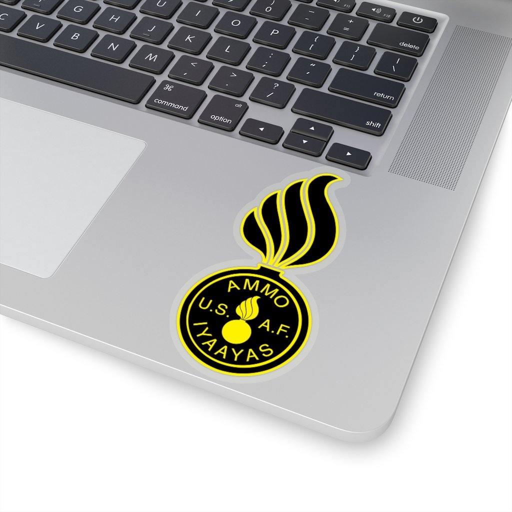 USAF AMMO Pisspot With AMMO Coin Inside Black Yellow Die Cut Sticker - AMMO Pisspot IYAAYAS Gear