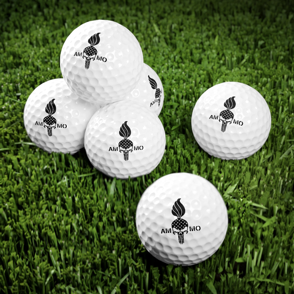 USAF AMMO Punisher Pisspot Combined Logo With Word AMMO Munitions Heritage Golf Balls, 6pcs
