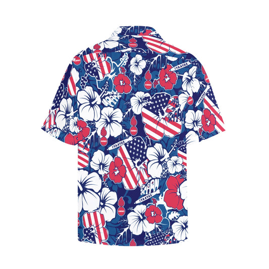 USAF AMMO Red White and Blue Patriotic American Flag Pisspots Bombs IYAAYAS AMMO Hawaiian Shirt With Front Left Pocket