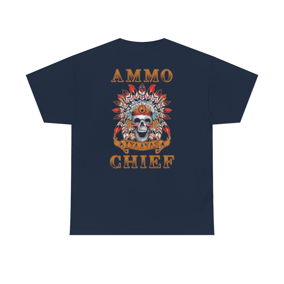 USAF AMMO Chief Full Native American Headress Pisspot IYAAYAS Munitions Heritage T-Shirt