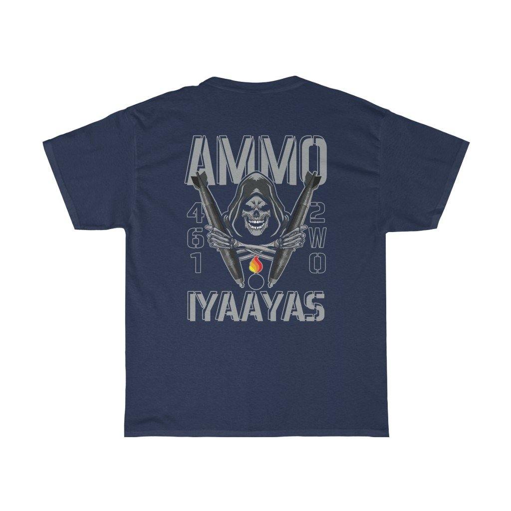 USAF AMMO Grim Reaper Holding 2 MK-82 bombs crossed Pisspot IYAAYAS Gift T-Shirt - AMMO Pisspot IYAAYAS Gear