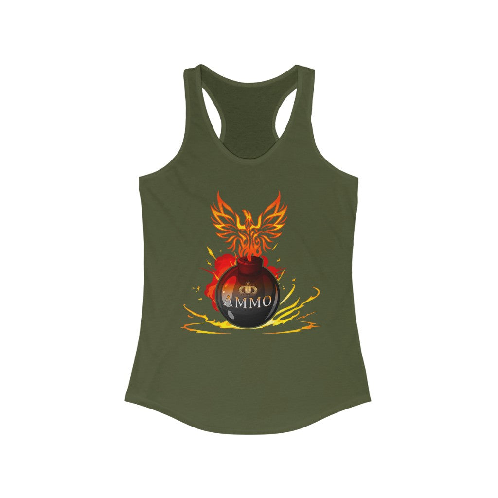 USAF AMMO IYAAYAS Pisspot Flames Phoenix Explosion Womens Ideal Racerback Tank Top