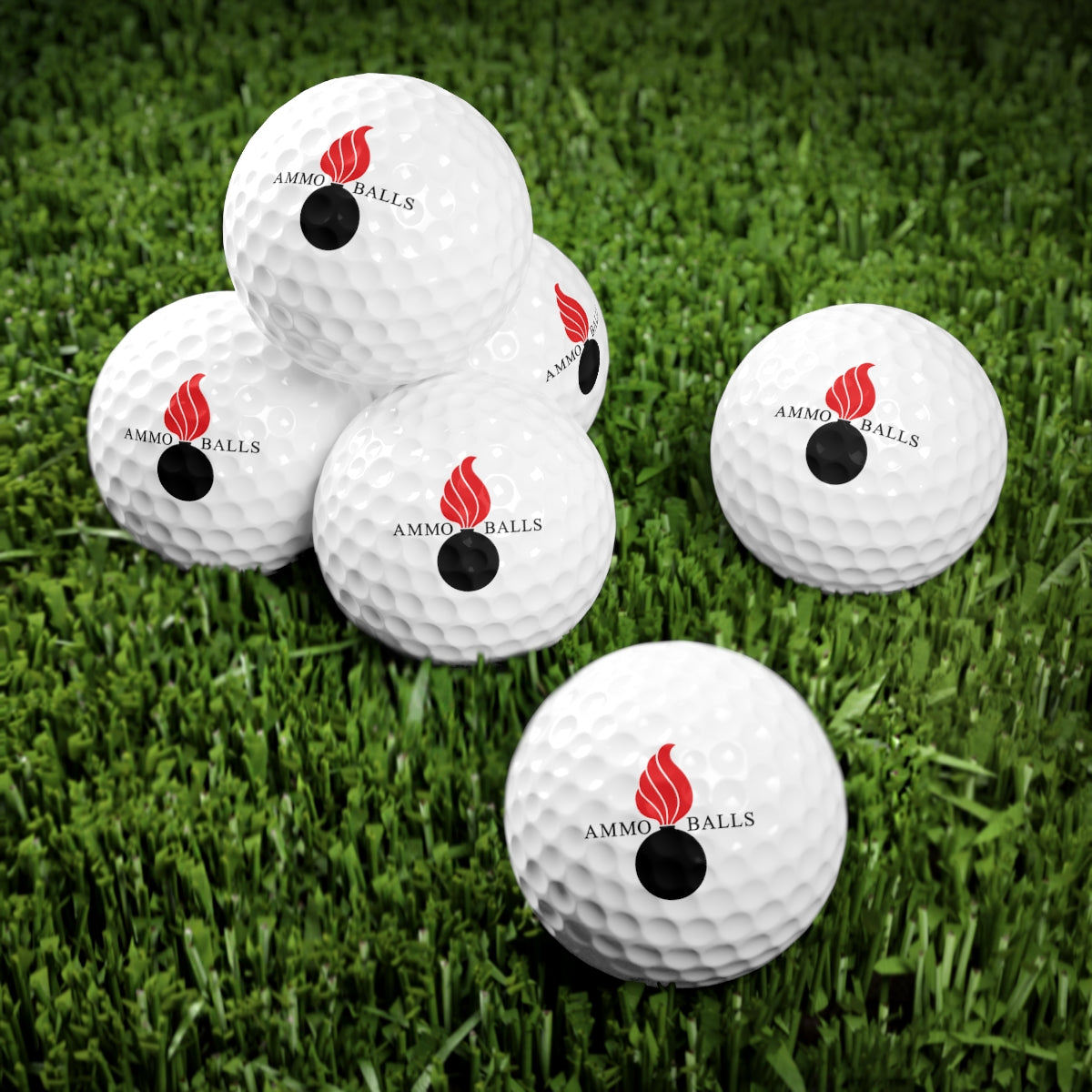 Basic USAF AMMO Red and Black Pisspot AMMO BALLS Logo Golf Balls, 6pcs