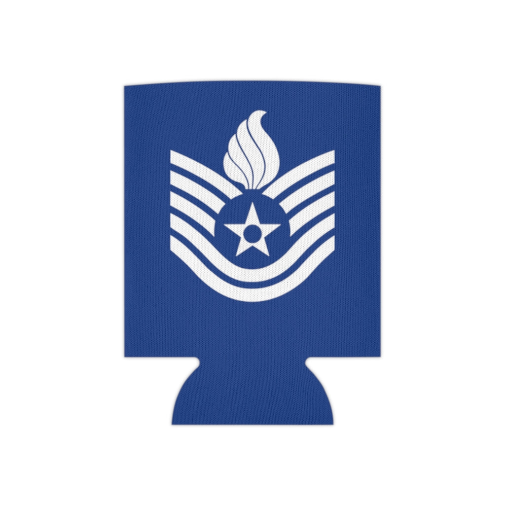USAF AMMO White Technical Sergeant Stripes With Pisspot Flames Blue Beer Coozie Can Cooler
