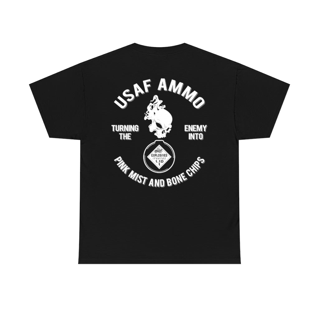 USAF AMMO Turning The Enemy Into Pink Mist And Bone Chips Skull Smoke Pisspot Unisex T-Shirt