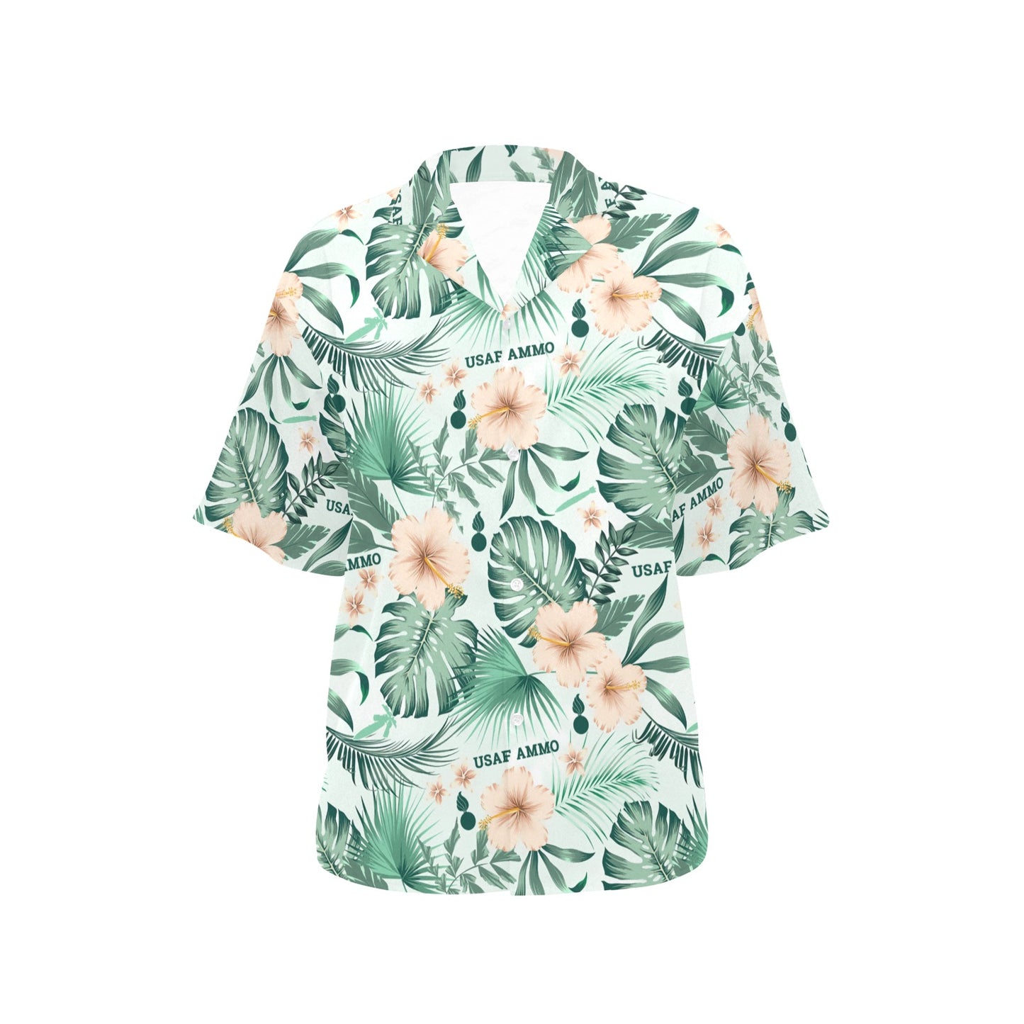 Green Leaves Light Orange Flowers USAF AMMO Pisspots Bombs AMMO Womens Shirt