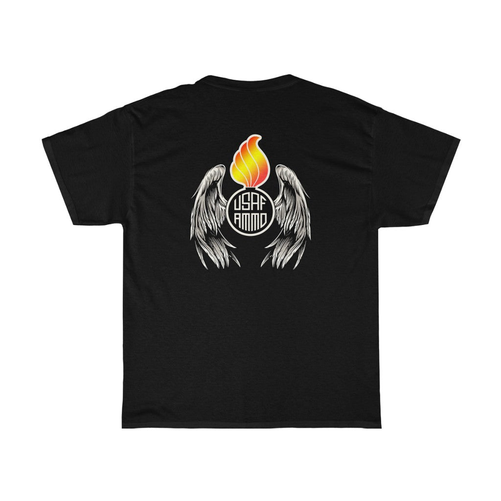 AMMO Pisspot With Two Wings and Circle USAF AMMO Logo Unisex Heavy Cotton Tee