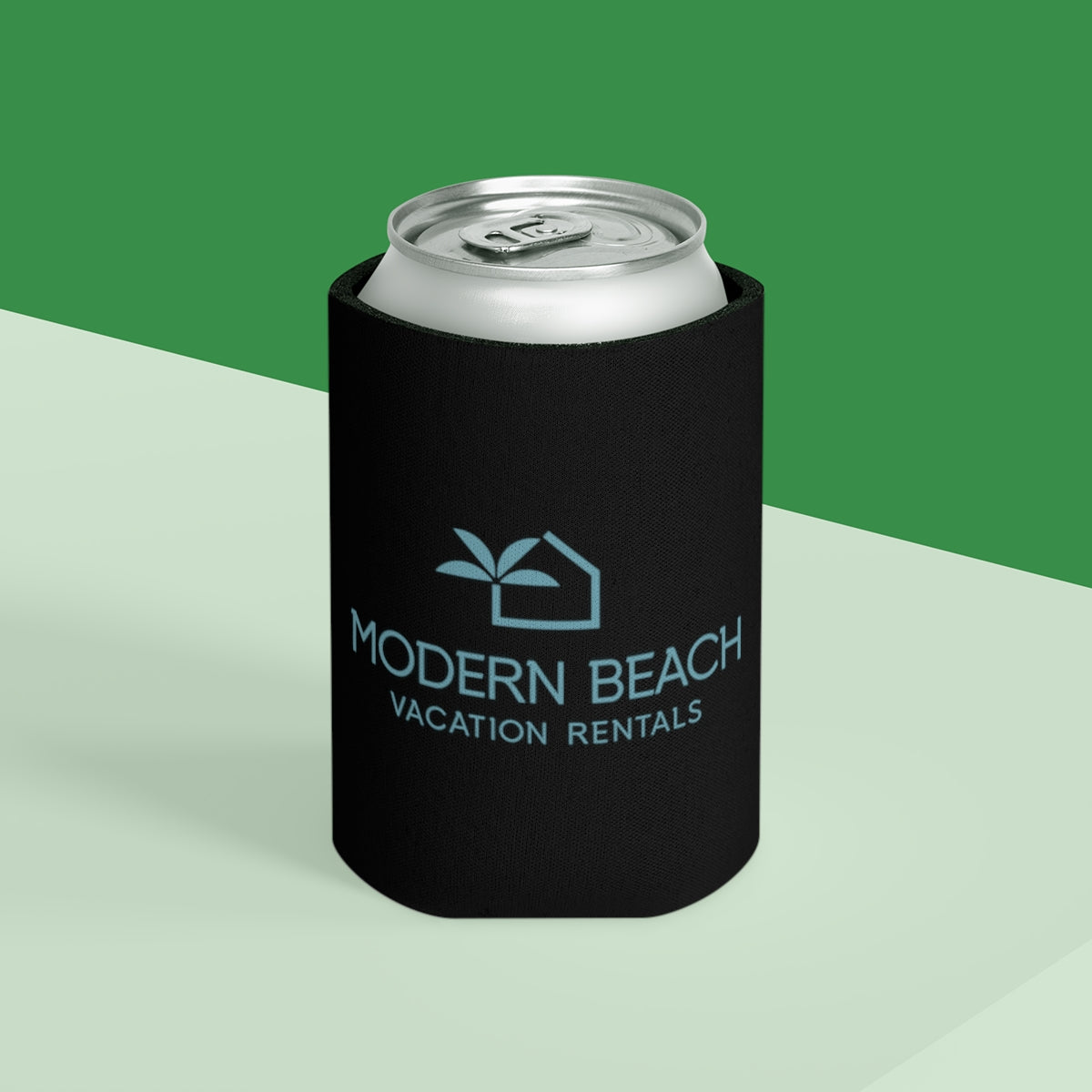 Modern Beach Vacation Rentals Basic Logo Black Can Coozie Cooler