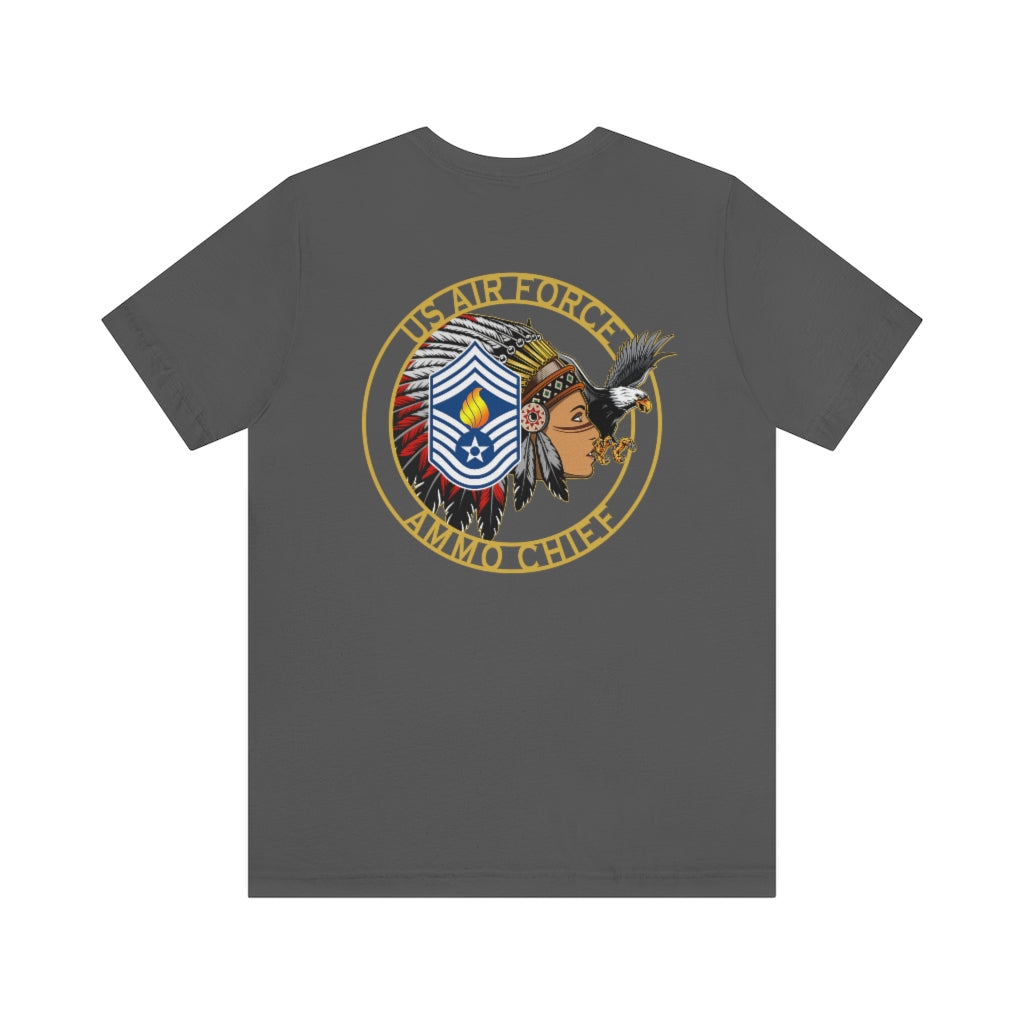 AMMO Chief Full Headdress Stripes and Pisspot Eagle (Female Chief Design) Unisex Jersey Short Sleeve Tee