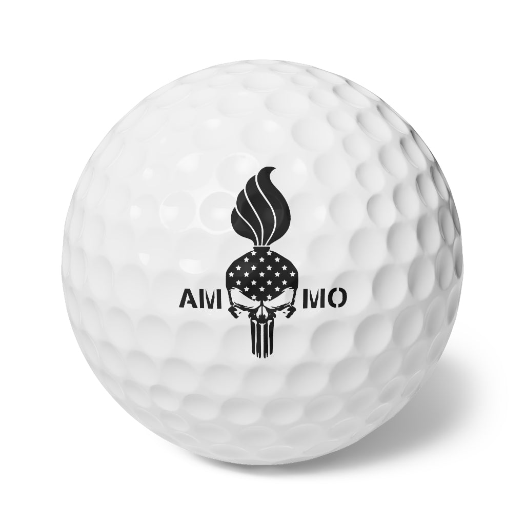 USAF AMMO Punisher Pisspot Combined Logo With Word AMMO Munitions Heritage Golf Balls, 6pcs