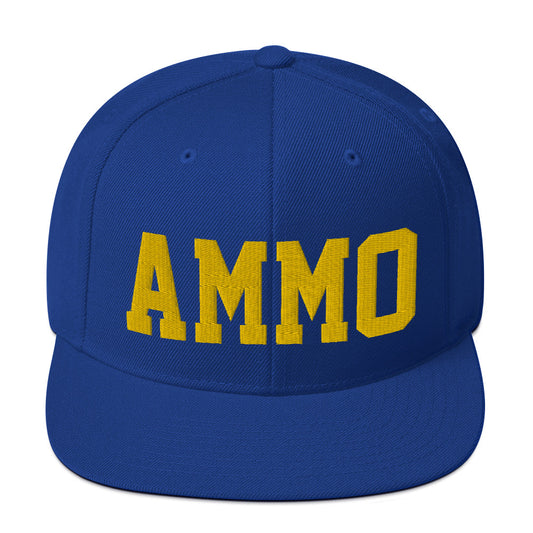 Classic Style Old School Embroidered Lettering Royal Blue AMMO snapback baseball hat