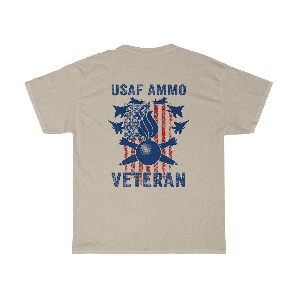 USAF AMMO Veteran Vertical American Flag F-15s Pisspot Crossed MK-82 Bombs Munitions Unisex Gift T-Shirt - AMMO Pisspot IYAAYAS Gear