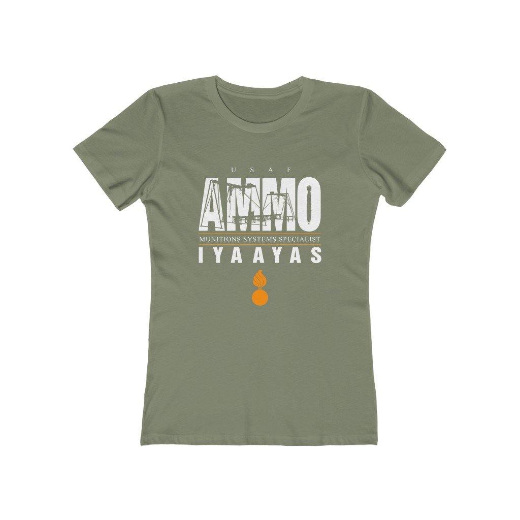 USAF AMMO MAC RAMS Inside Word Bomb IYAAYAS Pisspot Women's The Boyfriend Tee - AMMO Pisspot IYAAYAS Gear